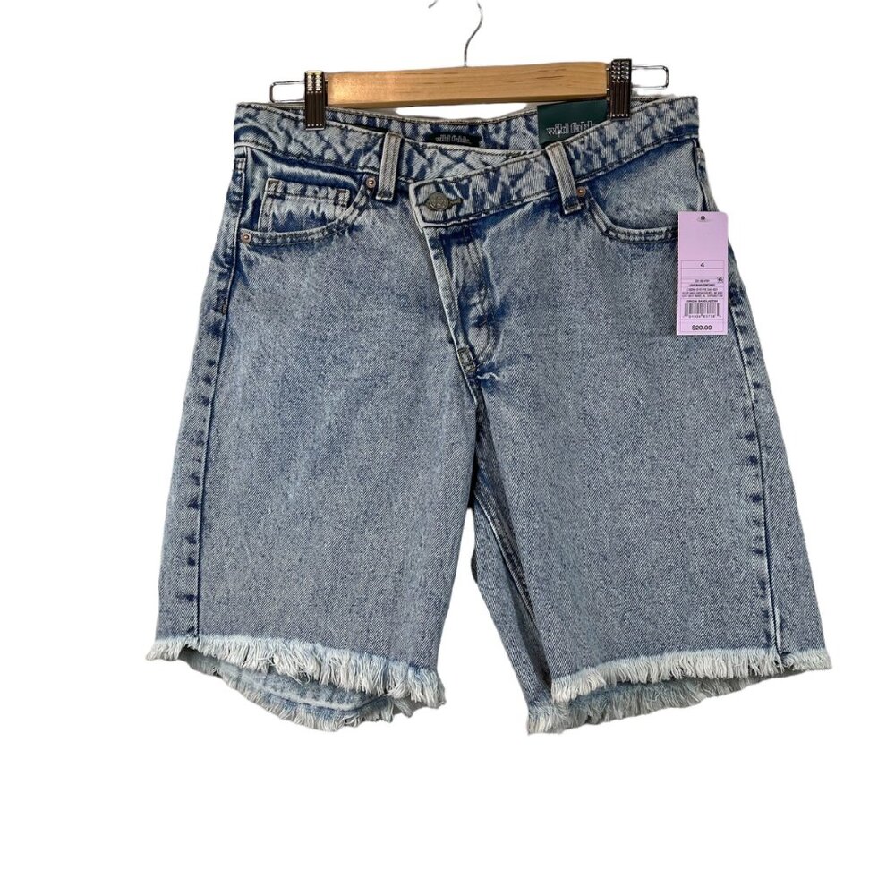 Wild Fable NWT Jean Shorts Blue High Rise Bermuda Raw Hem High Rise‎ Size 4 - Picture 7 of 9